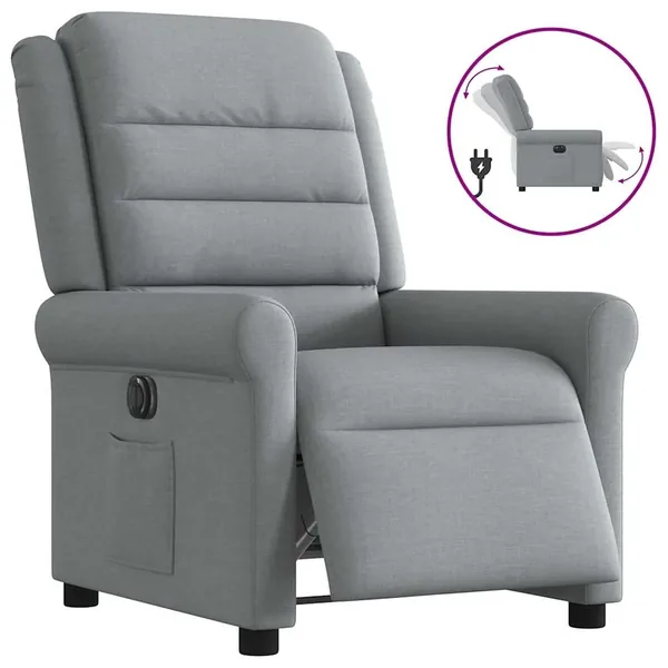 Fauteuil inclinable électrique Gris clair Tissu