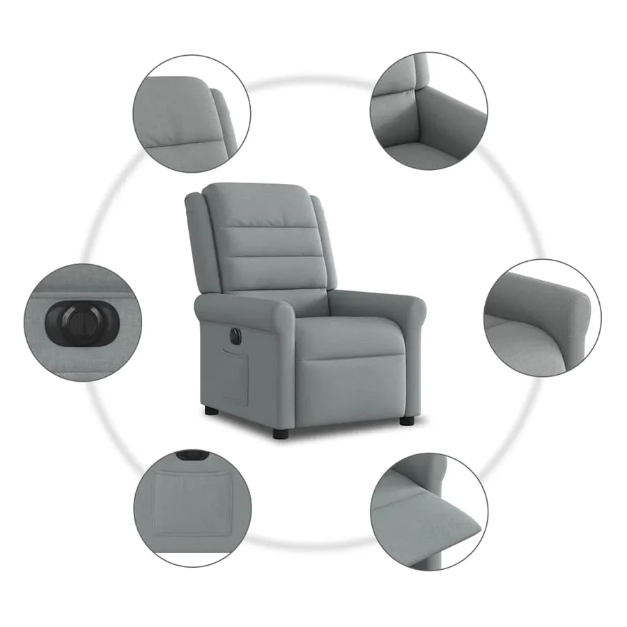 Fauteuil inclinable électrique Gris clair Tissu - 10