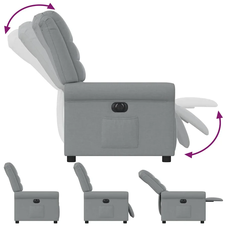 Fauteuil inclinable électrique Gris clair Tissu - 8