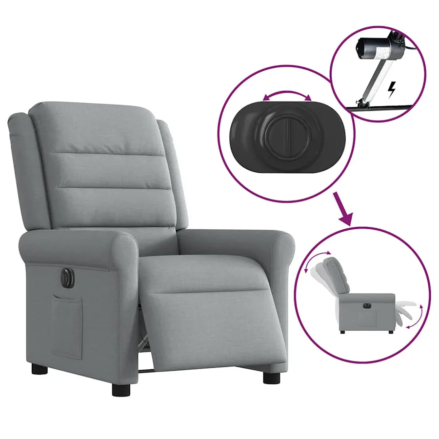 Fauteuil inclinable électrique Gris clair Tissu - 9