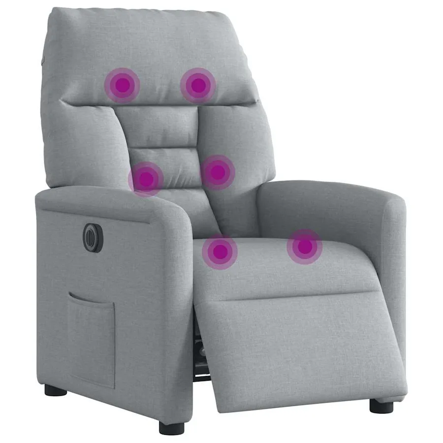 Fauteuil de massage inclinable électrique gris clair tissu - 3