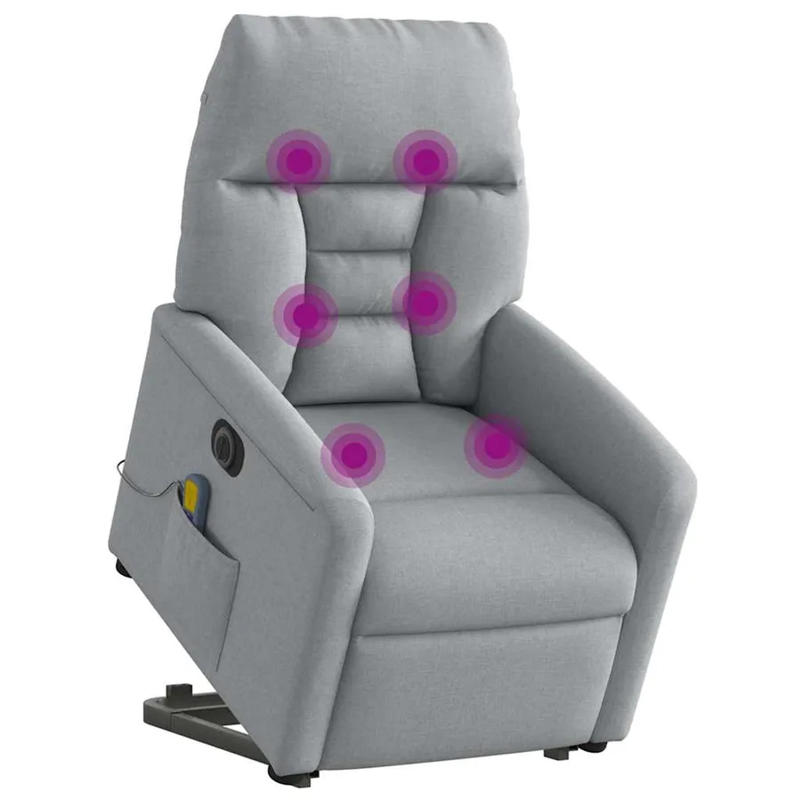 Fauteuil inclinable de massage électrique Gris clair Tissu - 3