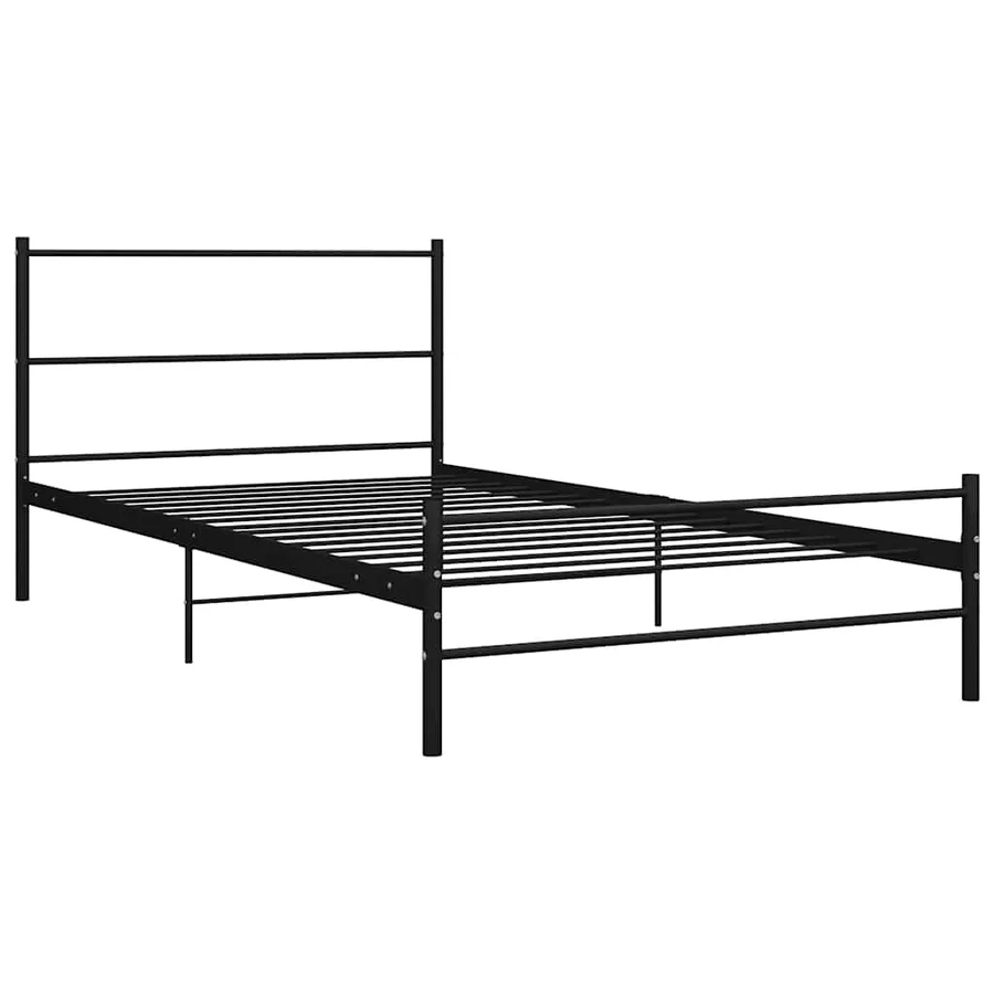 Cadre de lit sans matelas noir métal 100x200 cm - 2