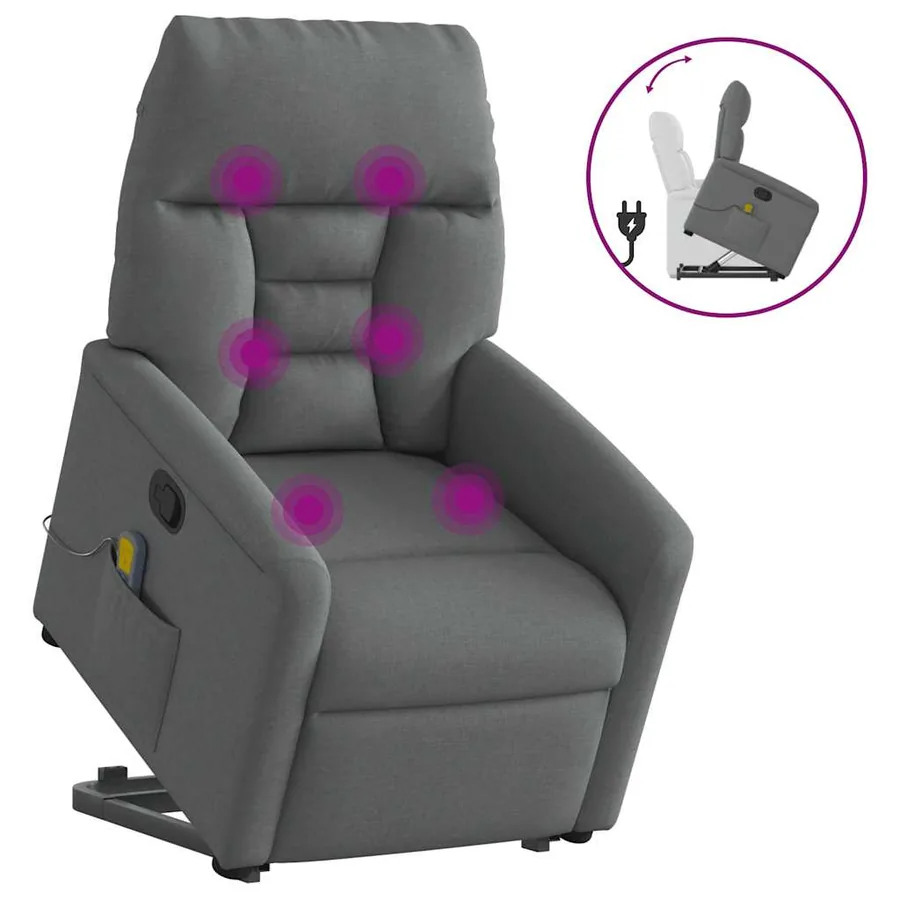Fauteuil de massage inclinable Gris foncé Tissu