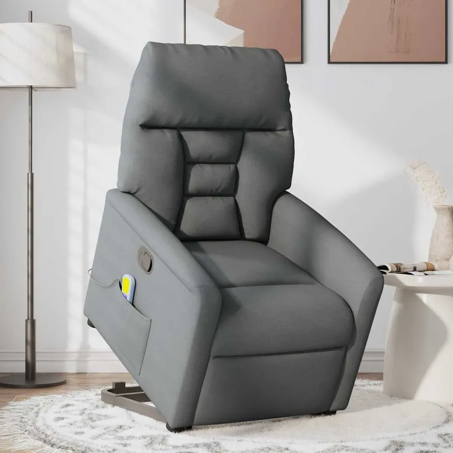 Fauteuil de massage inclinable Gris foncé Tissu - 2