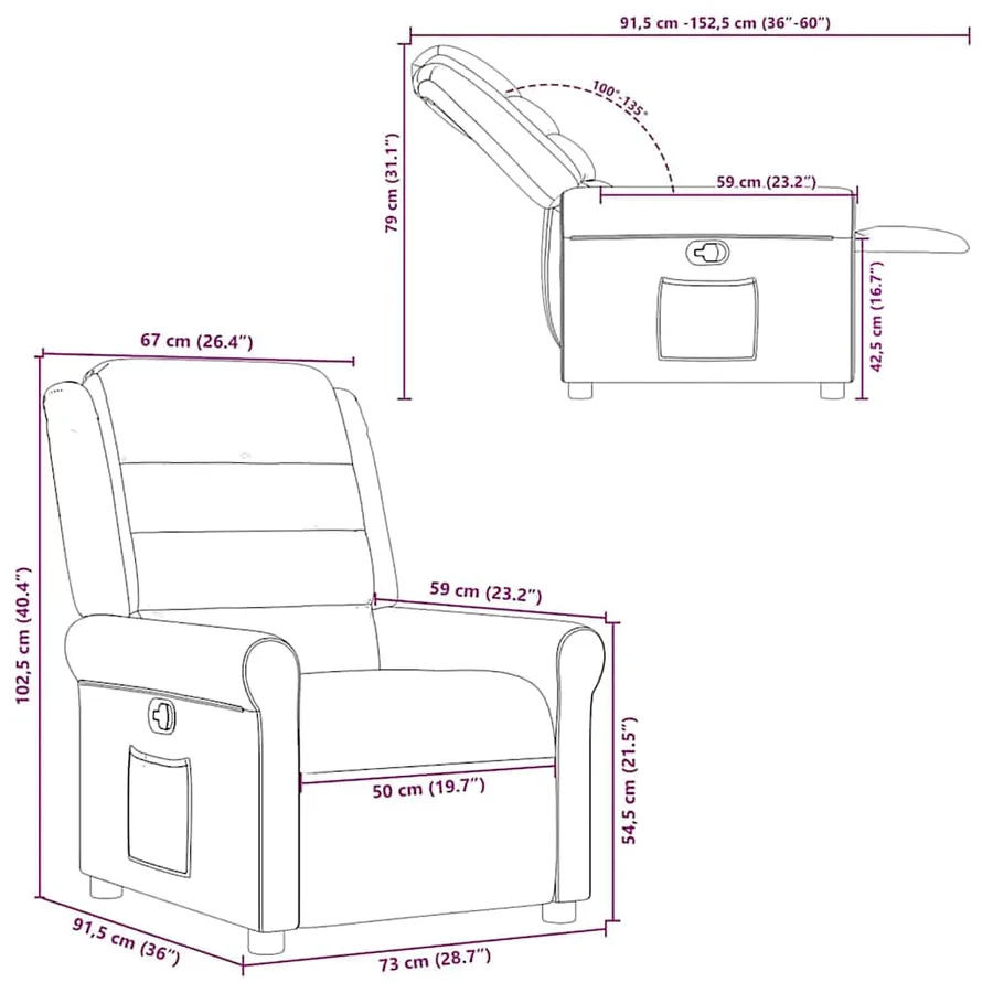 Fauteuil inclinable Gris foncé Tissu - 11