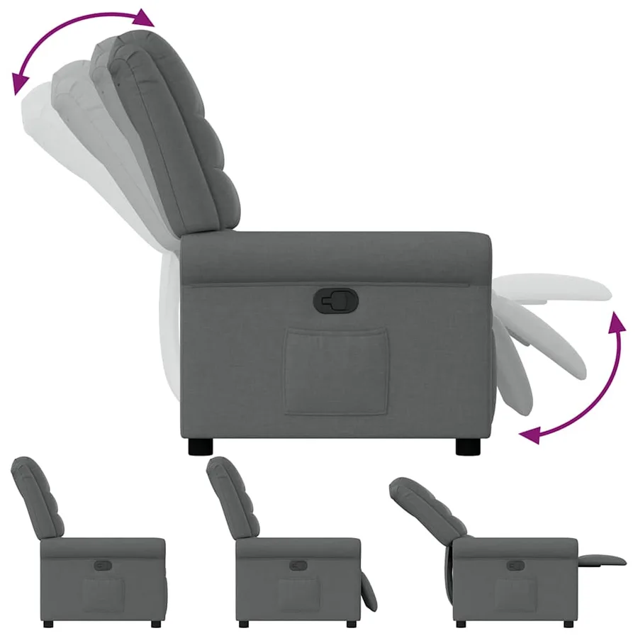 Fauteuil inclinable Gris foncé Tissu - 6
