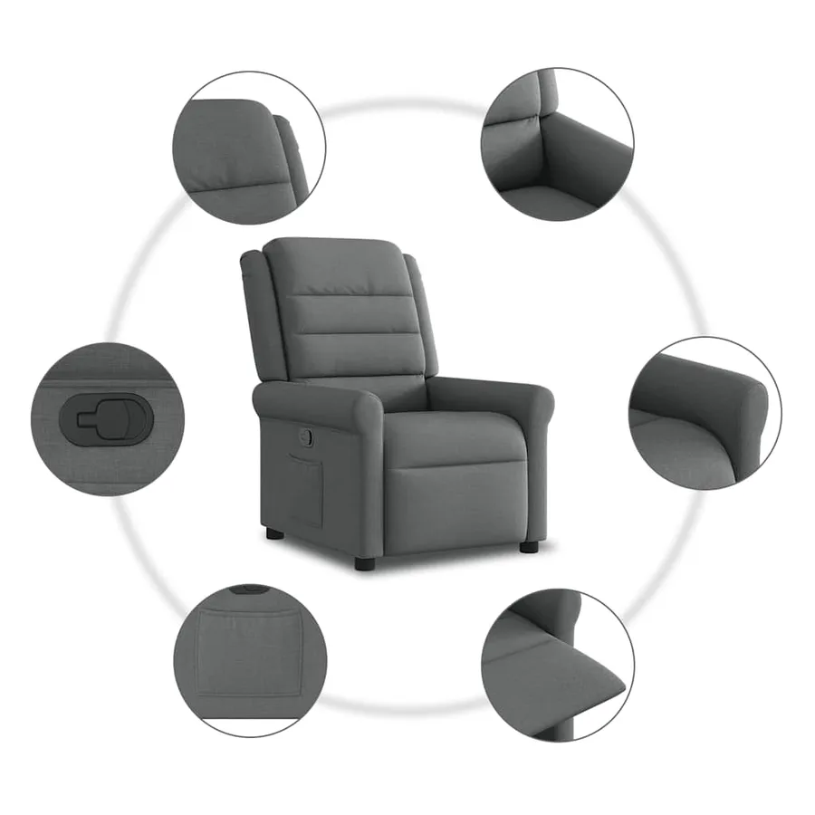 Fauteuil inclinable Gris foncé Tissu - 9