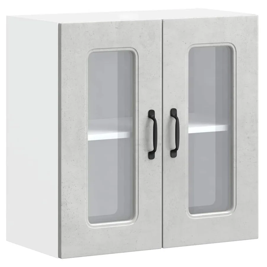 Armoire murale de cuisine avec porte en verre Kalmar gris béton - 2