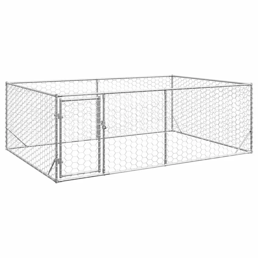 Niche d'extérieur pour chien avec porte, 3 x 2 x 1 m, acier galvanisé