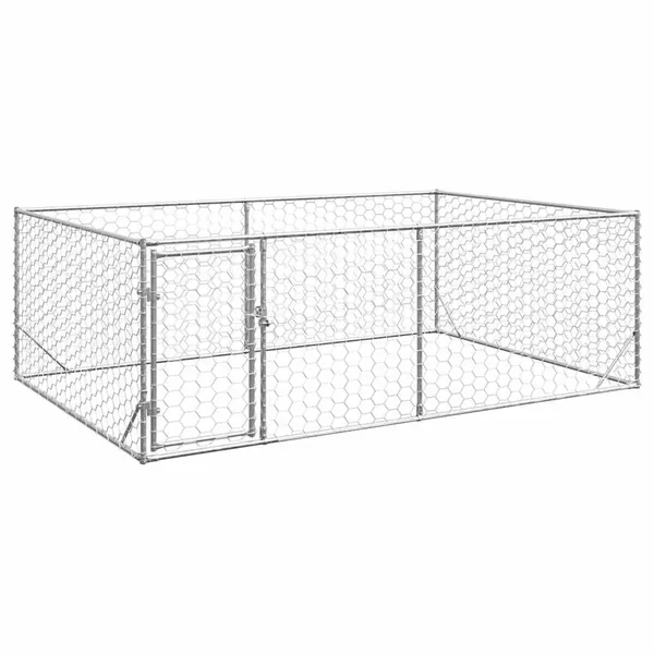 Niche d'extérieur pour chien avec porte, 3 x 2 x 1 m, acier galvanisé