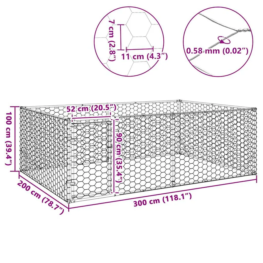 Niche d'extérieur pour chien avec porte, 3 x 2 x 1 m, acier galvanisé - 8