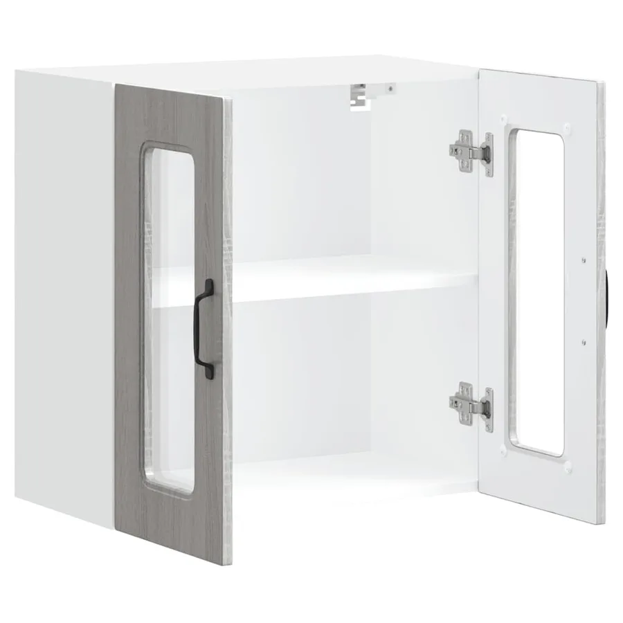 Armoire murale de cuisine avec porte vitrée "Kalmar" Bois d'ingénierie gris Sonoma - 6