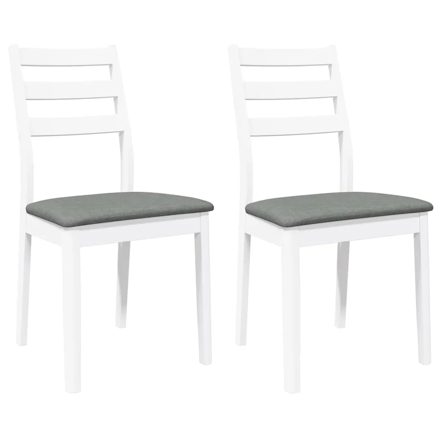 Chaises à manger coussins 2 pcs blanc bois massif caoutchouc - 2