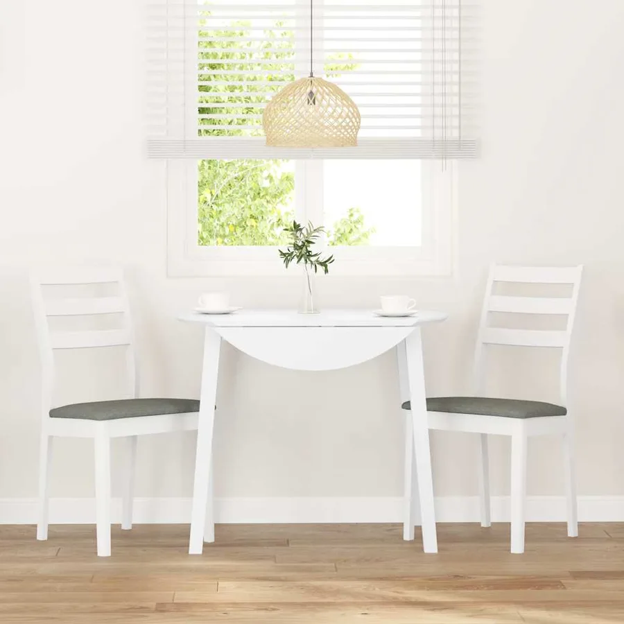 Chaises à manger coussins 2 pcs blanc bois massif caoutchouc - 3