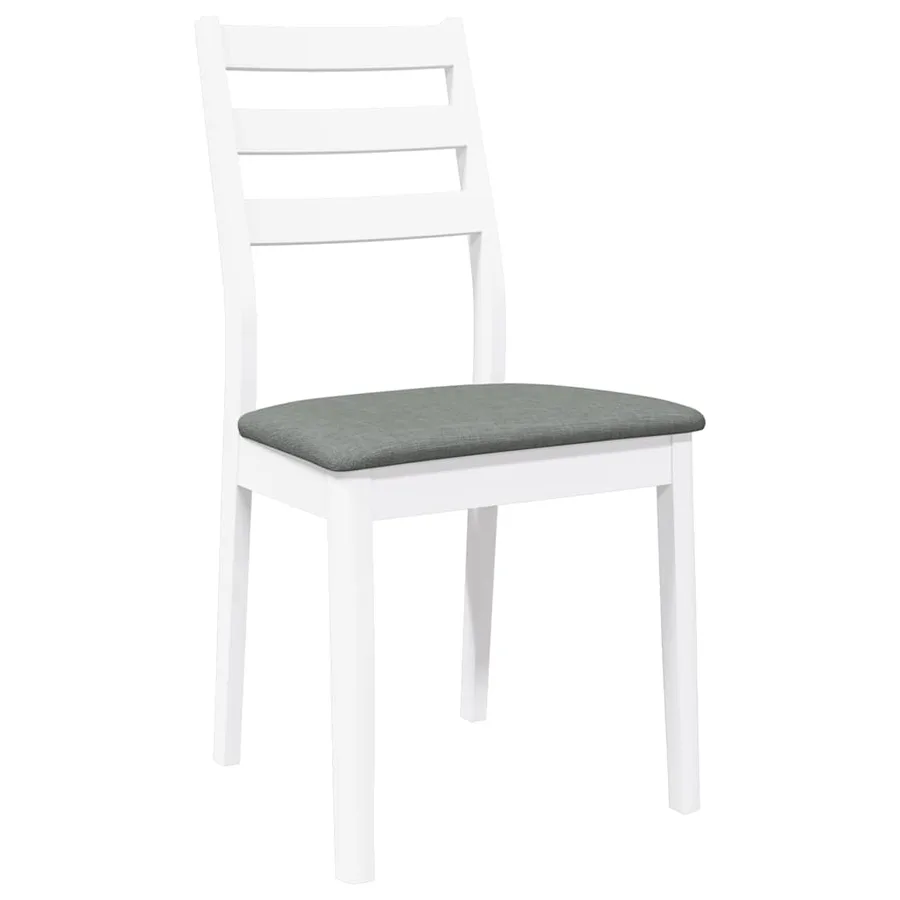 Chaises à manger coussins 2 pcs blanc bois massif caoutchouc - 4