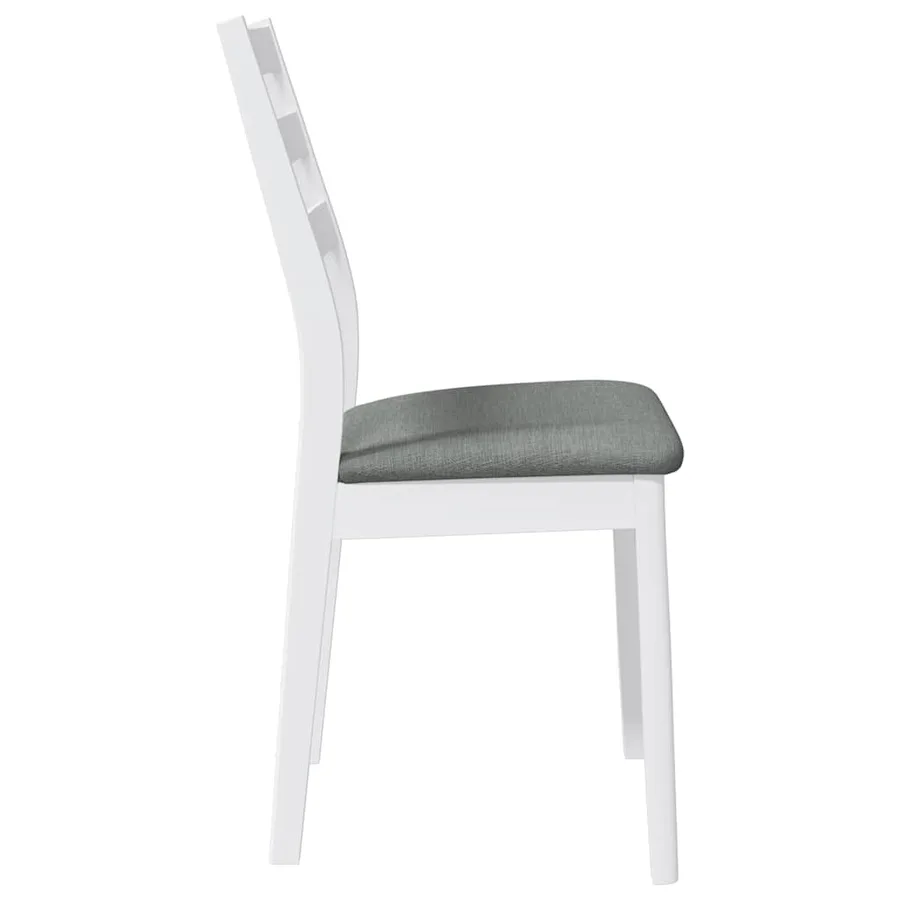 Chaises à manger coussins 2 pcs blanc bois massif caoutchouc - 6