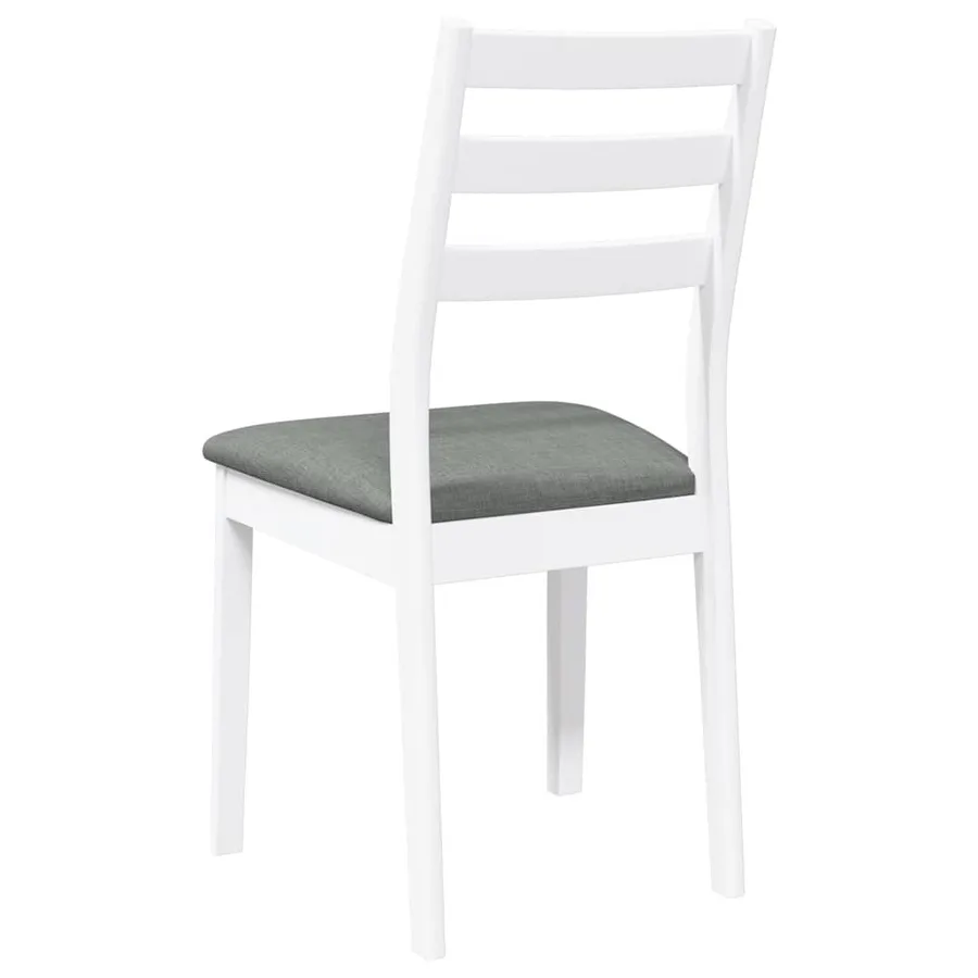 Chaises à manger coussins 2 pcs blanc bois massif caoutchouc - 7