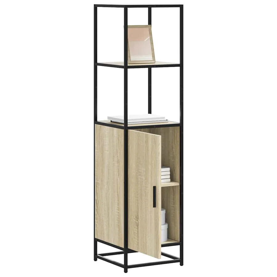 Buffet haut chêne sonoma 35,5x35x139 cm bois d'ingénierie métal