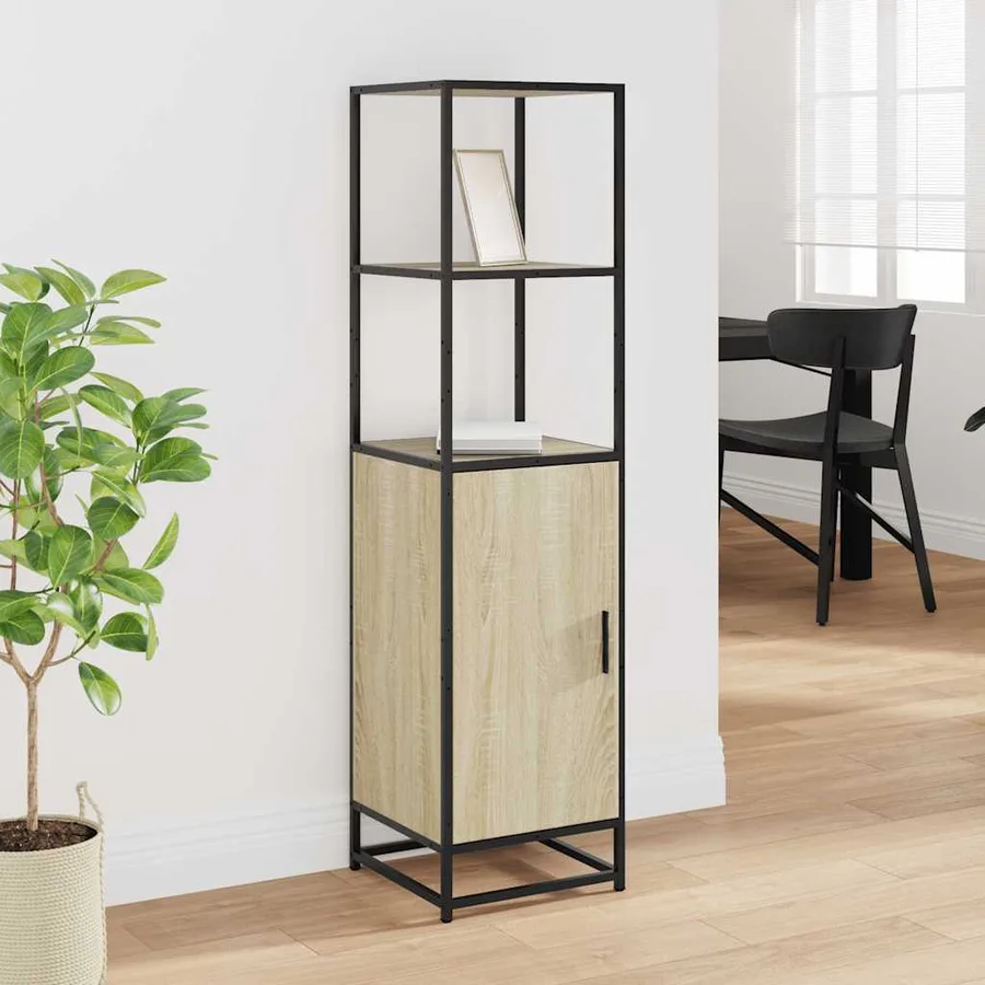 Buffet haut chêne sonoma 35,5x35x139 cm bois d'ingénierie métal - 3