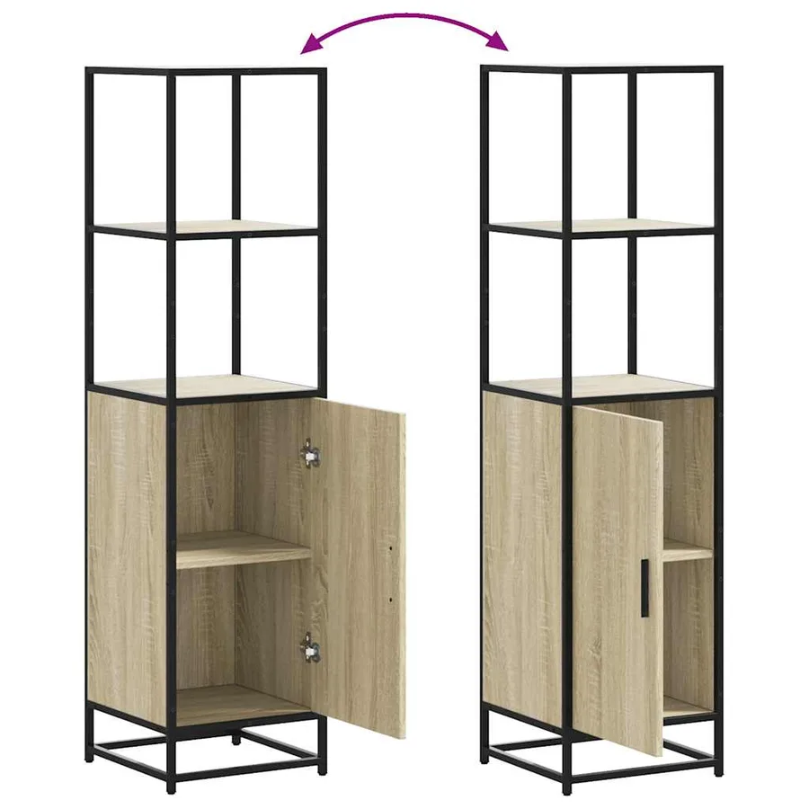 Buffet haut chêne sonoma 35,5x35x139 cm bois d'ingénierie métal - 8