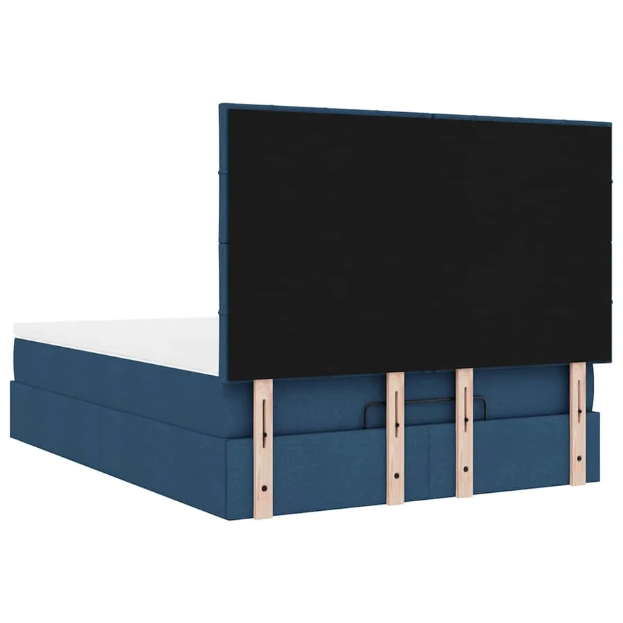 Cadre de lit ottoman avec matelas bleu 140x200 cm tissu - 11