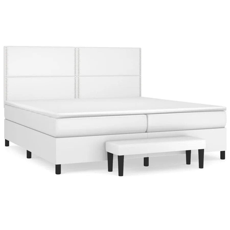 Sommier à lattes de lit avec matelas Blanc 200x200cm Similicuir - 2