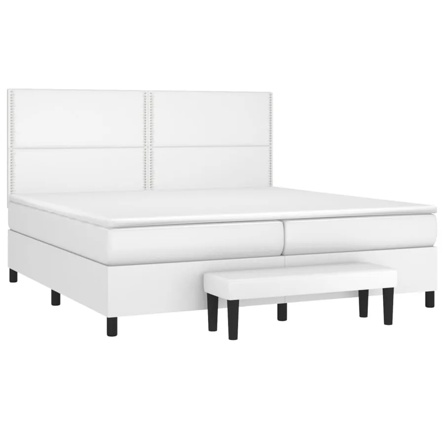 Sommier à lattes de lit avec matelas Blanc 200x200cm Similicuir - 3