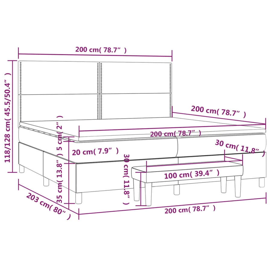 Sommier à lattes de lit avec matelas Blanc 200x200cm Similicuir - 8