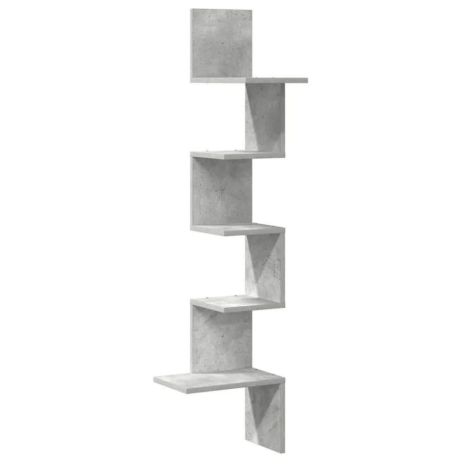 Étagère murale d'angle gris béton 32x32x127,5cm bois ingénierie - 2