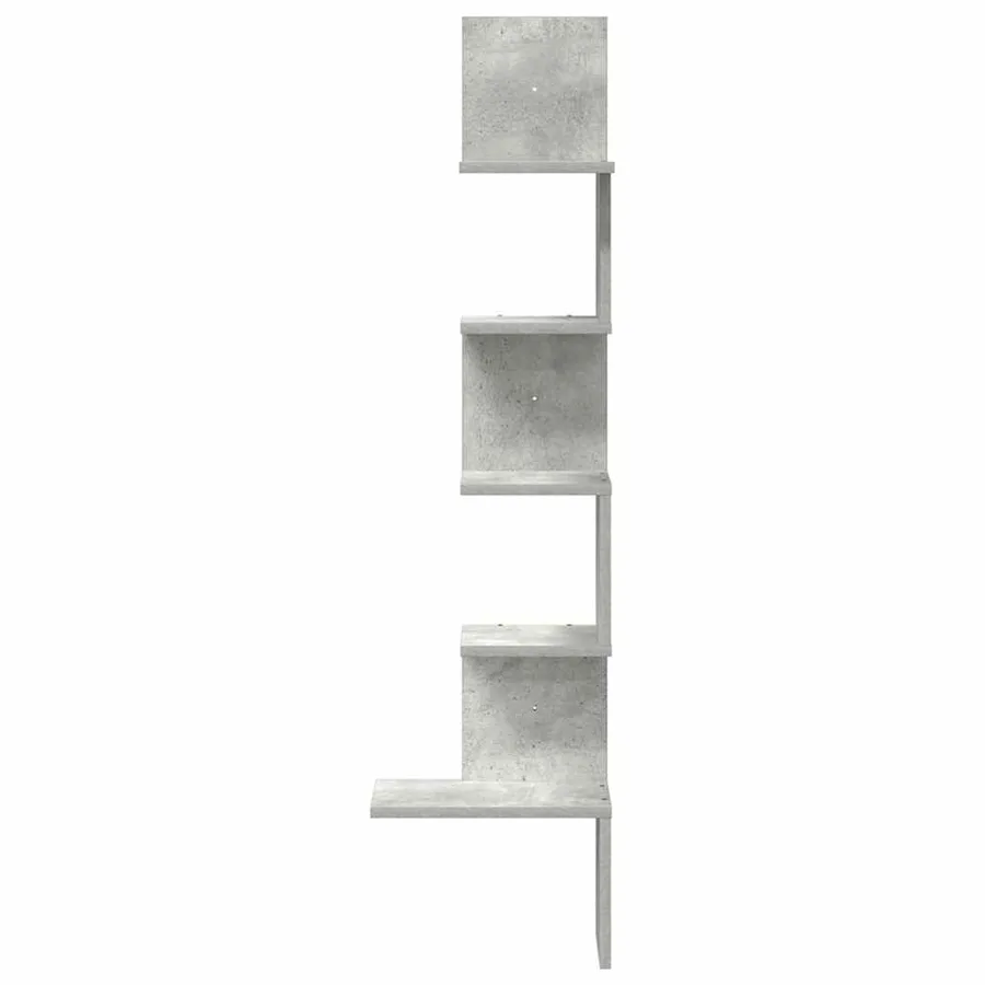 Étagère murale d'angle gris béton 32x32x127,5cm bois ingénierie - 4