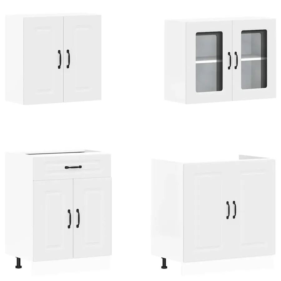 Ensemble d'armoires cuisine 4pcs Kalmar blanc bois d'ingénierie - 4