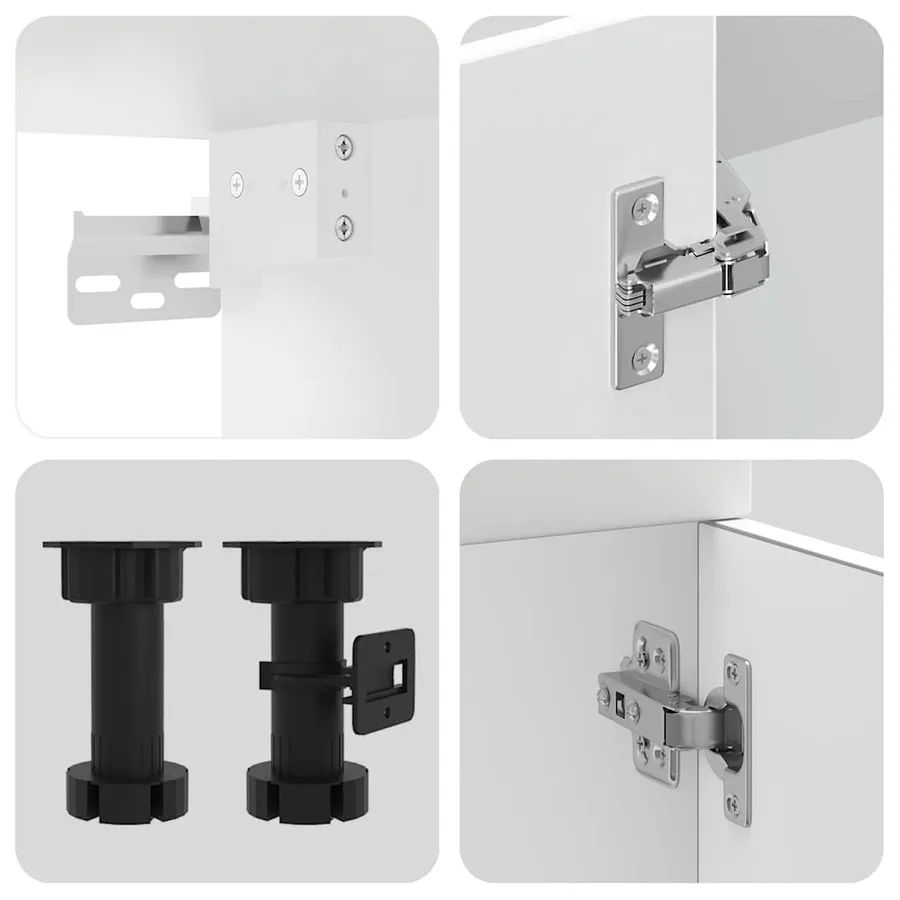 Ensemble d'armoires cuisine 4pcs Kalmar blanc bois d'ingénierie - 6