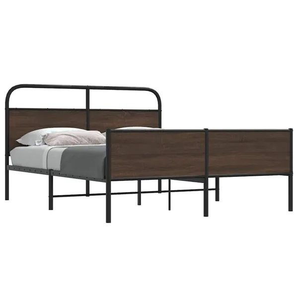 Cadre de lit en métal sans matelas chêne marron 150x200 cm