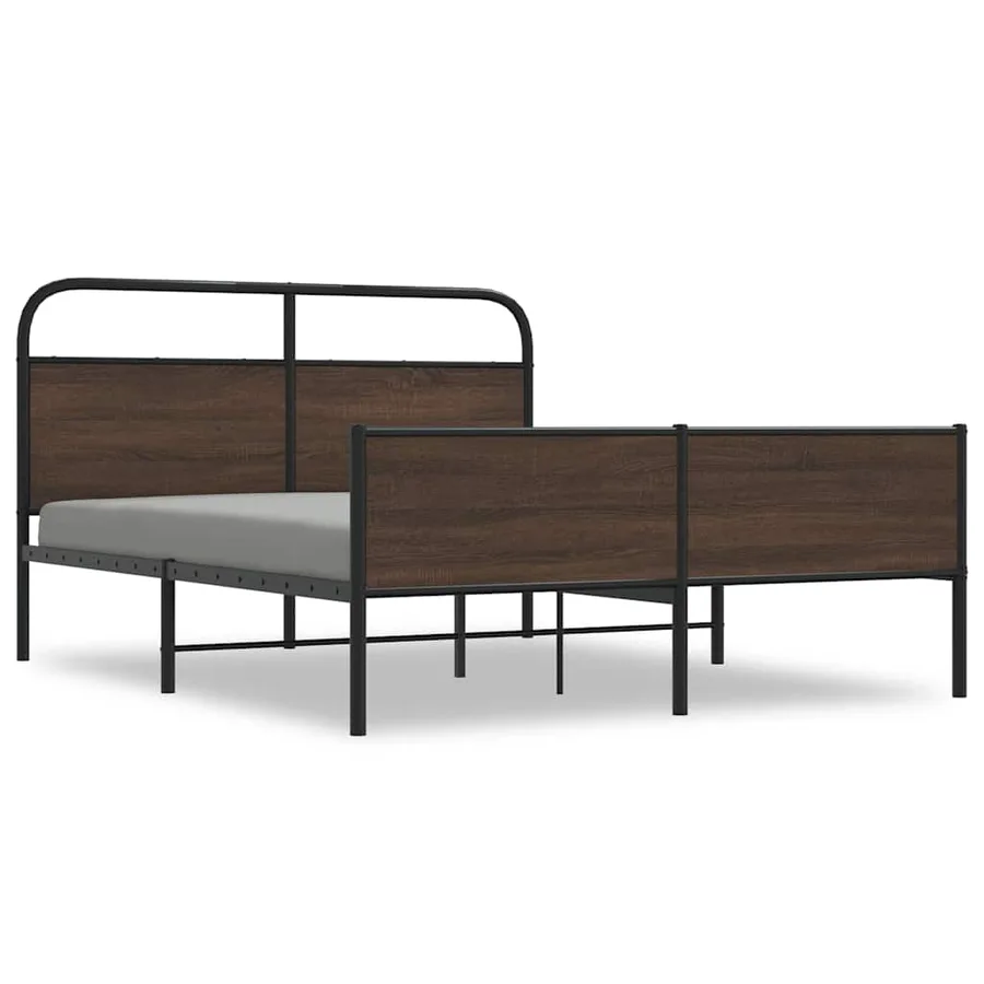 Cadre de lit en métal sans matelas chêne marron 150x200 cm - 2