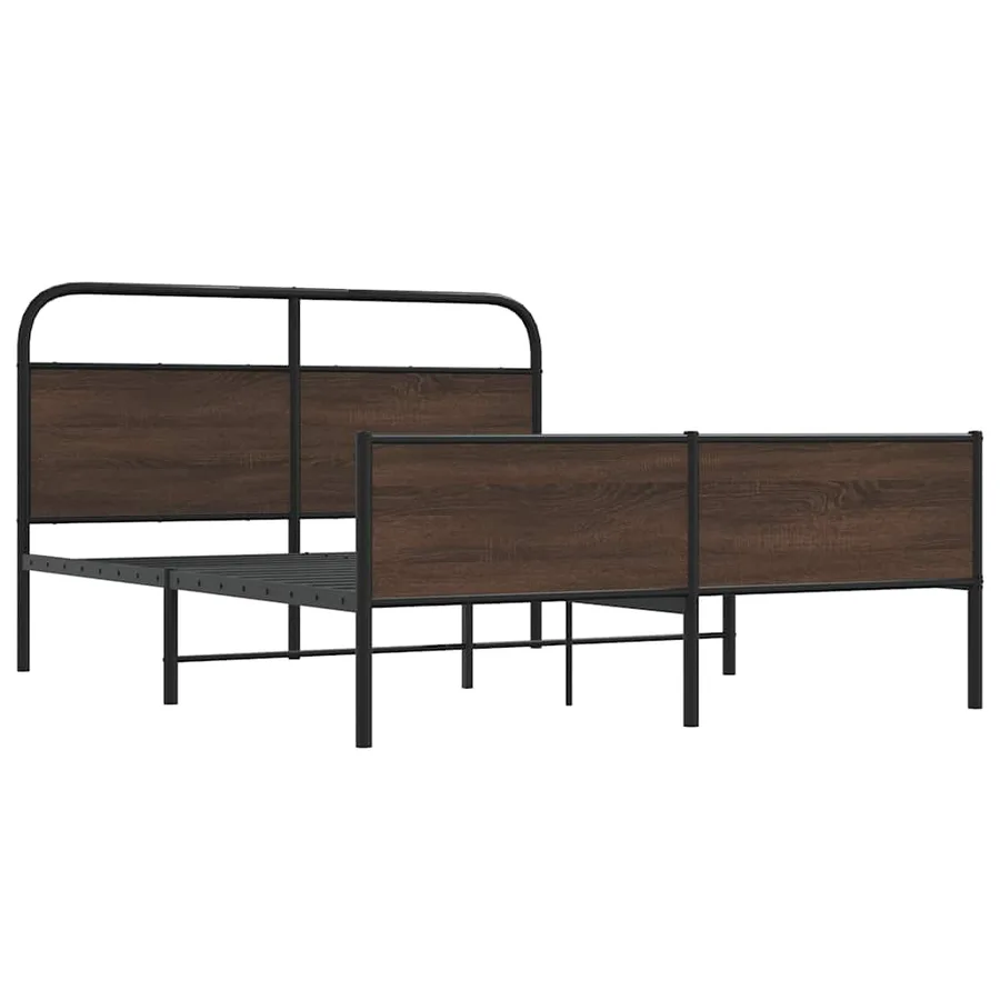 Cadre de lit en métal sans matelas chêne marron 150x200 cm - 3