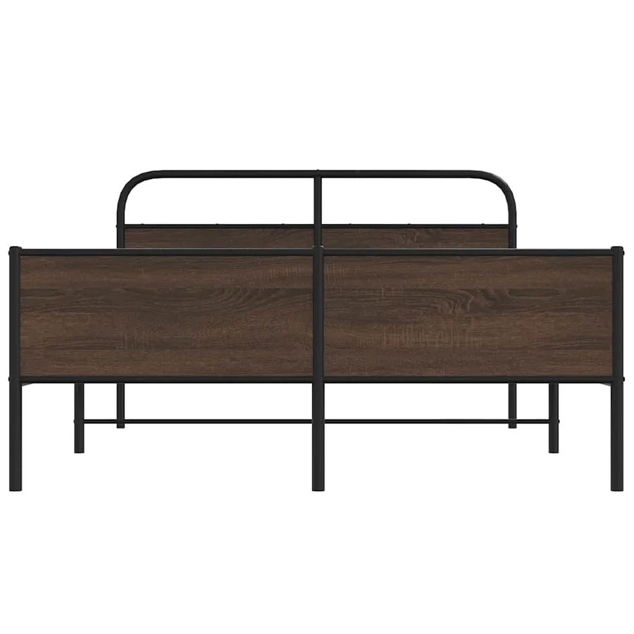 Cadre de lit en métal sans matelas chêne marron 150x200 cm - 5