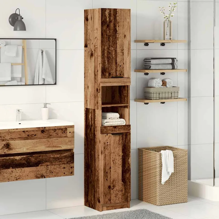 Armoire de salle de bain vieux bois bois d'ingénierie - 3