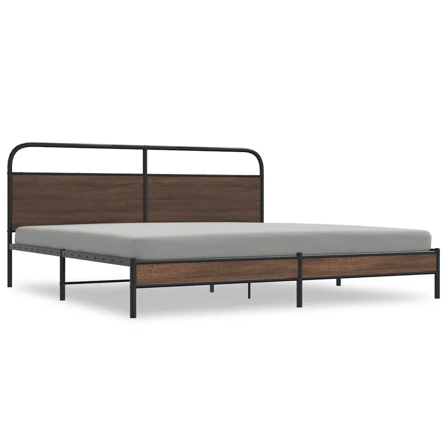 Cadre de lit en métal sans matelas chêne marron 193x203 cm - 2