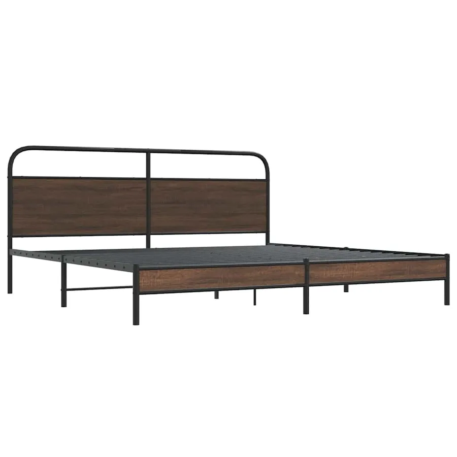 Cadre de lit en métal sans matelas chêne marron 193x203 cm - 3