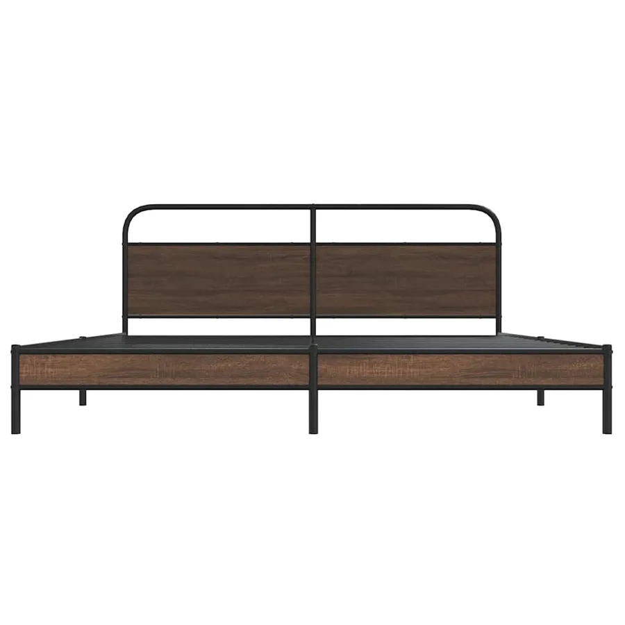 Cadre de lit en métal sans matelas chêne marron 193x203 cm - 5