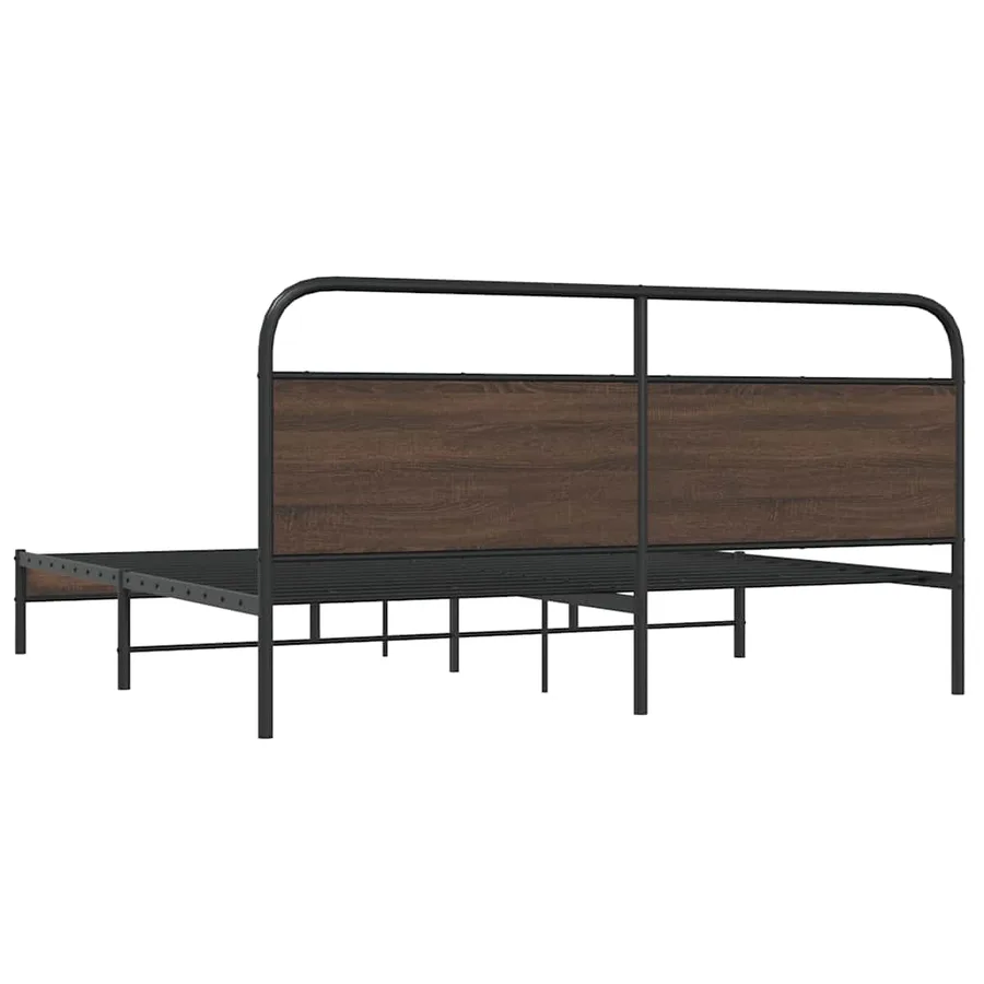 Cadre de lit en métal sans matelas chêne marron 193x203 cm - 7