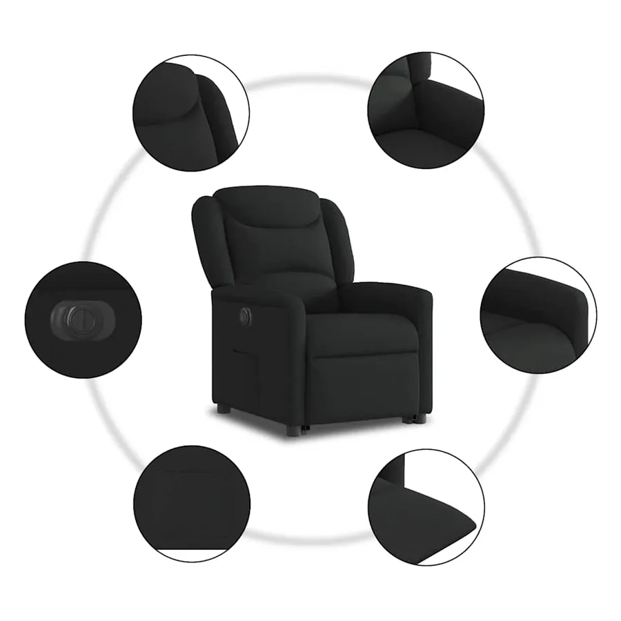 Fauteuil inclinable électrique noir tissu - 11