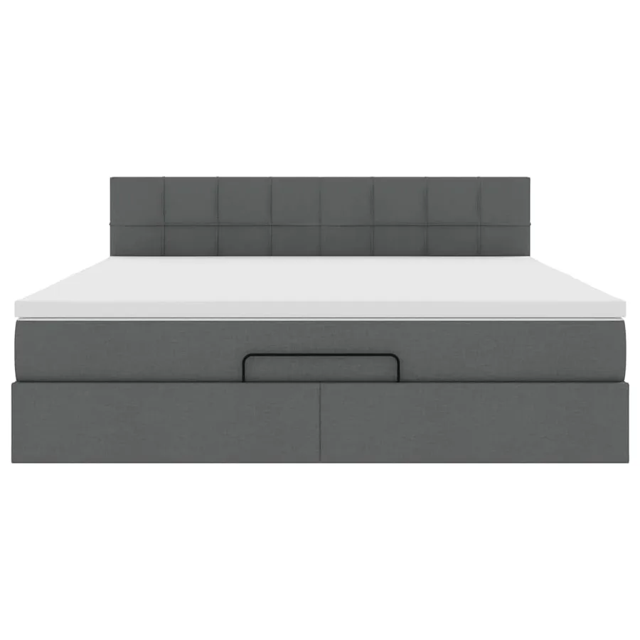 Cadre de lit ottoman avec matelas gris foncé 160x200cm tissu - 7