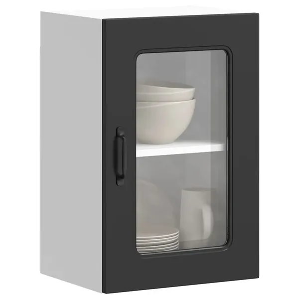 Armoire murale de cuisine avec porte en verre Kalmar noir