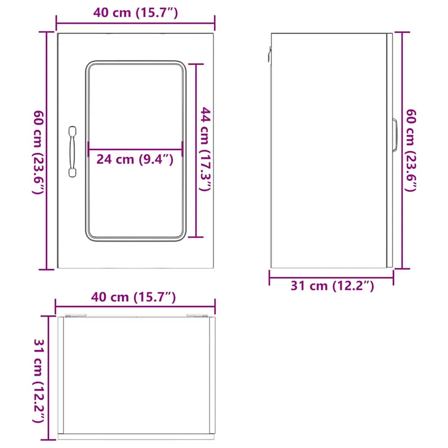 Armoire murale de cuisine avec porte en verre Kalmar noir - 13