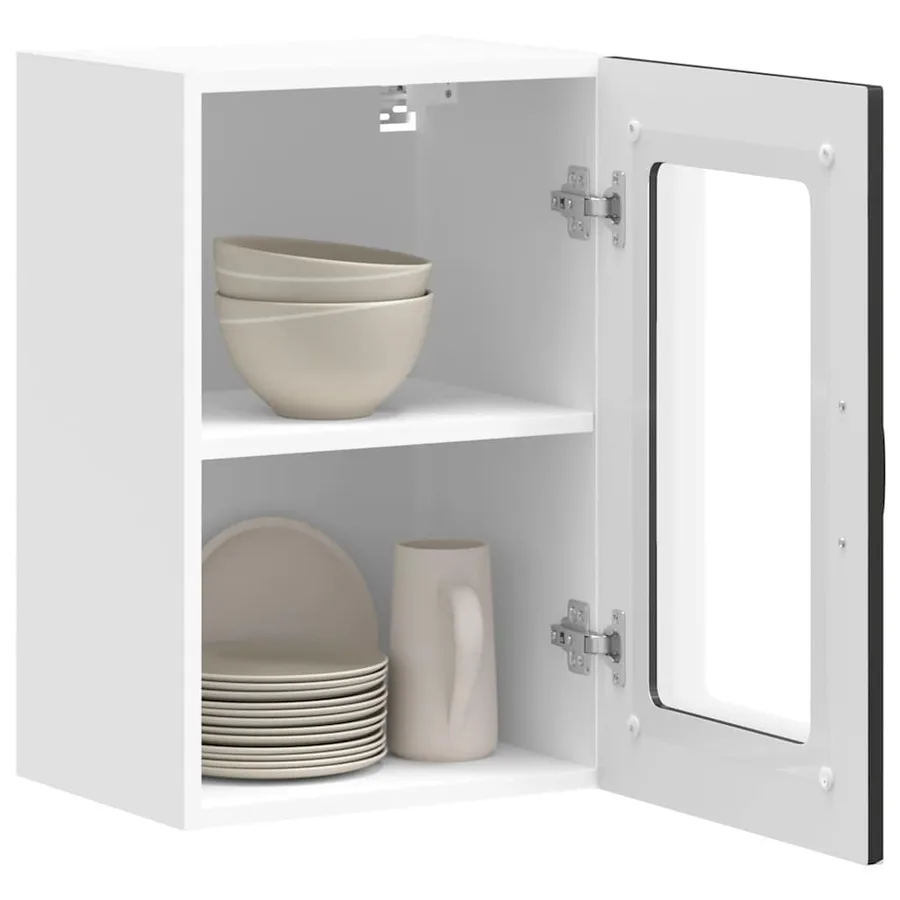 Armoire murale de cuisine avec porte en verre Kalmar noir - 5