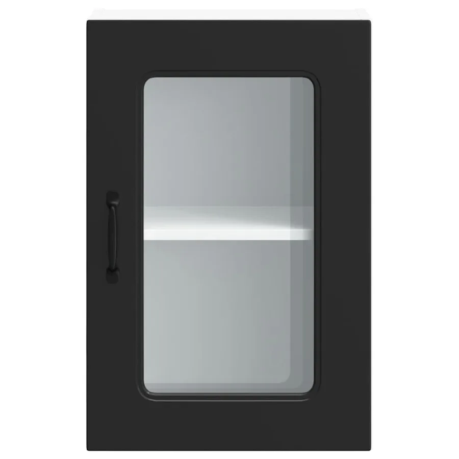 Armoire murale de cuisine avec porte en verre Kalmar noir - 6