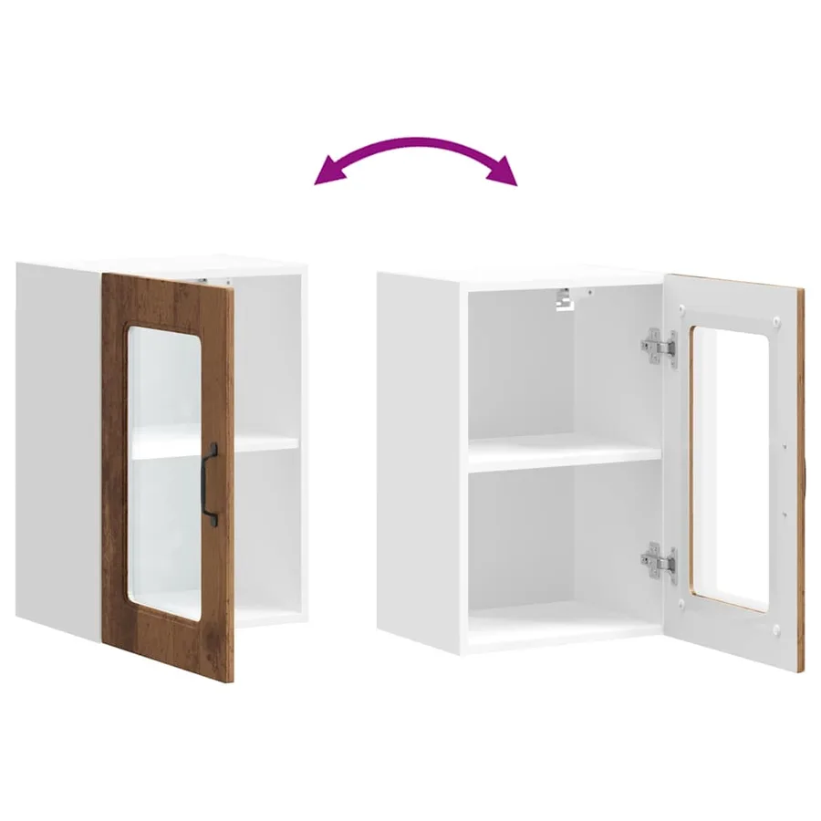 Armoire murale de cuisine avec porte vitrée "Kalmar" Bois d'ingénierie ancien - 10