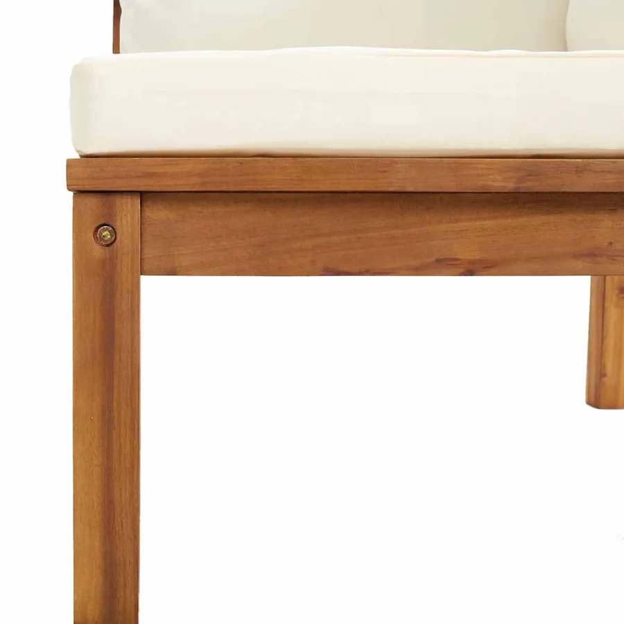 Canapé d'angle sectionnel et coussin blanc crème Bois d'acacia - 6